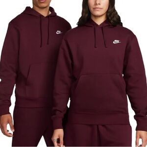 nike sportswear unisex club fleece hoodie in dark team red